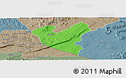 Political Panoramic Map of LOLGORIAN, semi-desaturated