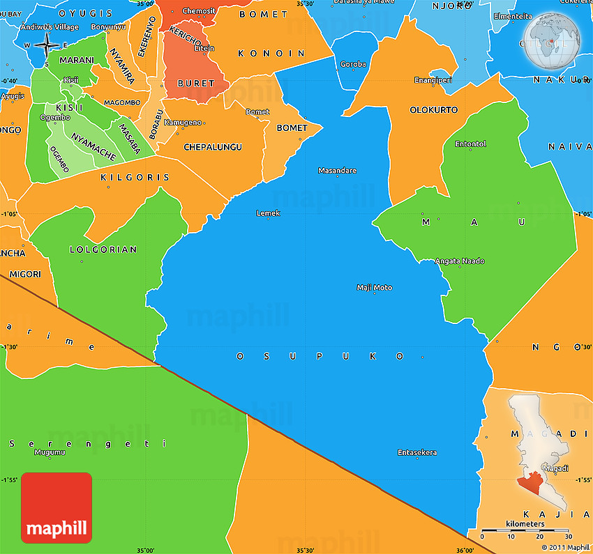 Map Of Narok County Political Simple Map Of Narok, Political Shades Outside