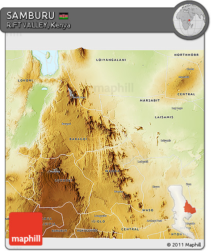 Physical 3D Map of SAMBURU