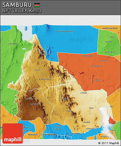 Physical 3D Map of SAMBURU, political outside