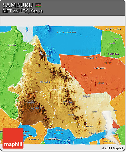 Physical 3D Map of SAMBURU, political outside