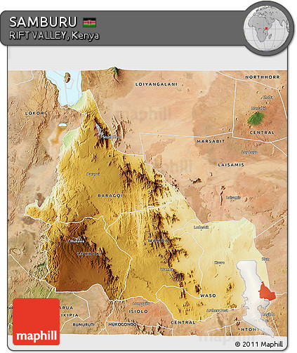 Physical 3D Map of SAMBURU, satellite outside