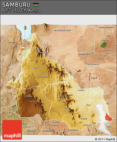 Physical 3D Map of SAMBURU, satellite outside