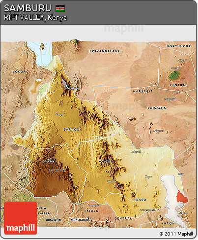 Physical 3D Map of SAMBURU, satellite outside