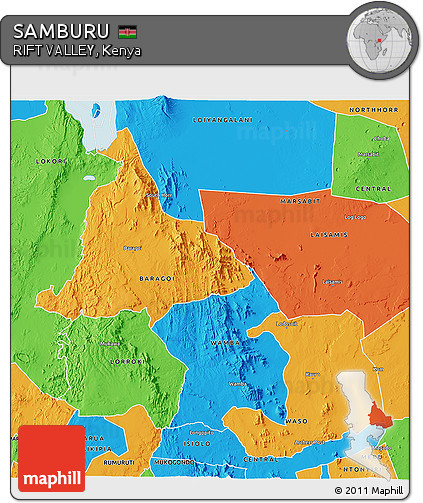 Political 3D Map of SAMBURU