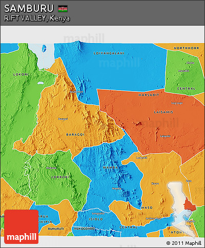Political 3D Map of SAMBURU