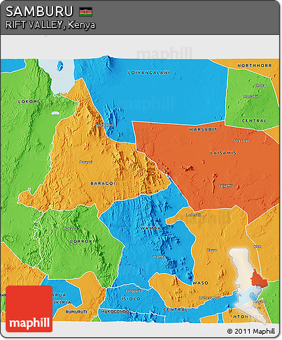 Political 3D Map of SAMBURU