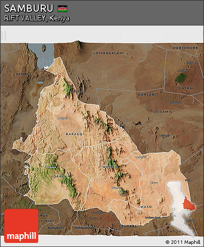 Satellite 3D Map of SAMBURU, darken