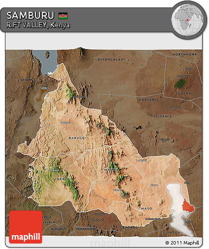 Satellite 3D Map of SAMBURU, darken