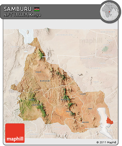 Satellite 3D Map of SAMBURU, lighten