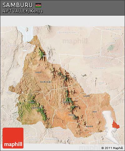 Satellite 3D Map of SAMBURU, lighten