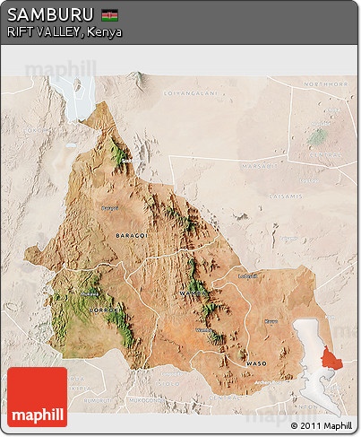 Satellite 3D Map of SAMBURU, lighten