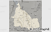 Shaded Relief 3D Map of SAMBURU, darken, semi-desaturated