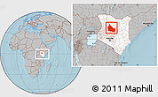 Gray Location Map of SAMBURU, highlighted country, within the entire country, hill shading