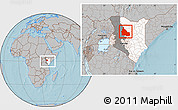 Gray Location Map of SAMBURU, highlighted country, highlighted parent region, within the entire country, hill shading