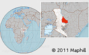 Gray Location Map of SAMBURU, highlighted parent region, hill shading