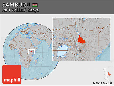 Gray Location Map of SAMBURU, hill shading