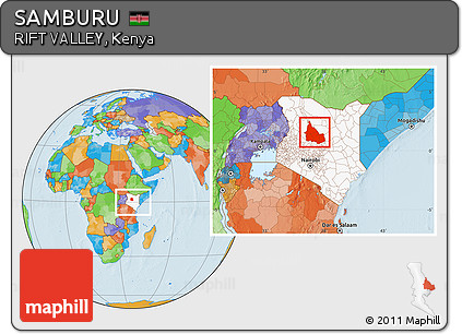 Political Location Map of SAMBURU, highlighted country, within the entire country