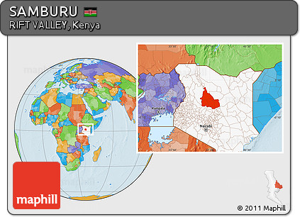 Political Location Map of SAMBURU, highlighted country