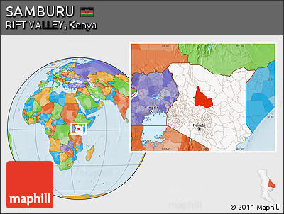 Political Location Map of SAMBURU, highlighted country