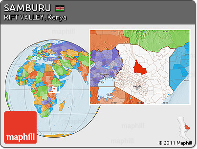 Political Location Map of SAMBURU, highlighted country
