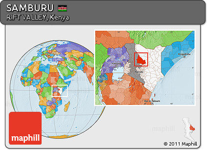 Political Location Map of SAMBURU, highlighted country, highlighted parent region, within the entire country