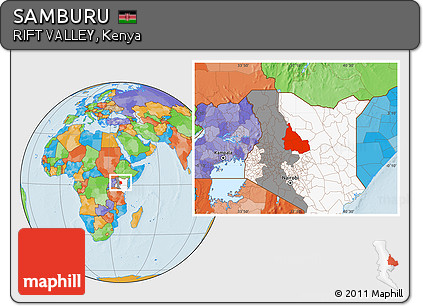 Political Location Map of SAMBURU, highlighted country, highlighted parent region