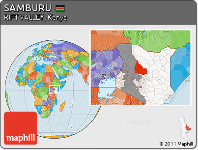 Political Location Map of SAMBURU, highlighted country, highlighted parent region