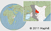 Savanna Style Location Map of SAMBURU, highlighted country, highlighted parent region, hill shading