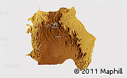 Physical 3D Map of LORROKI, cropped outside