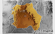 Physical 3D Map of LORROKI, desaturated