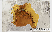 Physical 3D Map of LORROKI, lighten, semi-desaturated