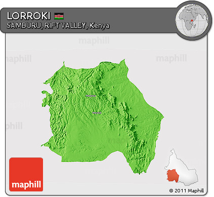 Political 3D Map of LORROKI, cropped outside