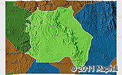 Political 3D Map of LORROKI, darken