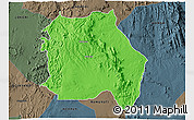 Political 3D Map of LORROKI, darken, semi-desaturated
