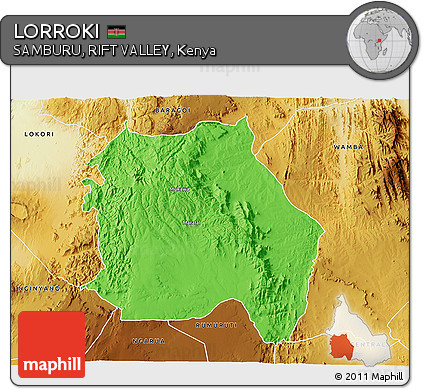 Political 3D Map of LORROKI, physical outside