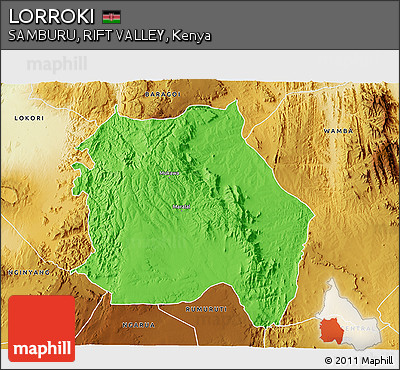 Political 3D Map of LORROKI, physical outside