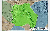 Political 3D Map of LORROKI, semi-desaturated