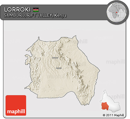 Shaded Relief 3D Map of LORROKI, cropped outside