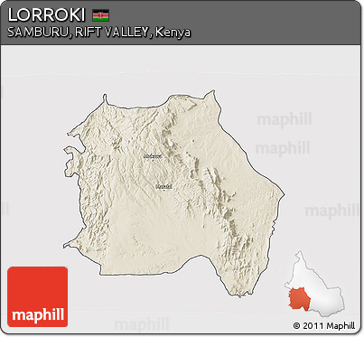 Shaded Relief 3D Map of LORROKI, cropped outside