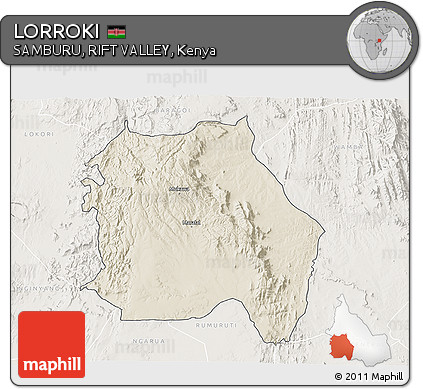 Shaded Relief 3D Map of LORROKI, lighten