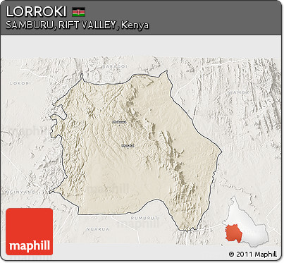 Shaded Relief 3D Map of LORROKI, lighten