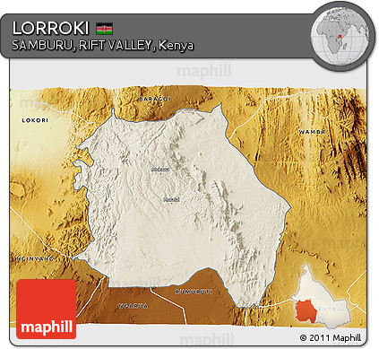 Shaded Relief 3D Map of LORROKI, physical outside