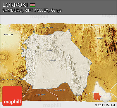 Shaded Relief 3D Map of LORROKI, physical outside