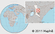 Gray Location Map of LORROKI, highlighted grandparent region, within the entire country