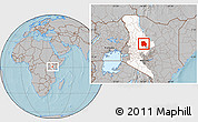 Gray Location Map of LORROKI, highlighted grandparent region, hill shading