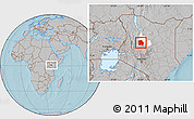 Gray Location Map of LORROKI, highlighted parent region, hill shading