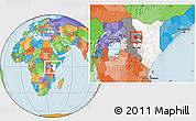 Political Location Map of LORROKI, highlighted country, highlighted grandparent region, within the entire country