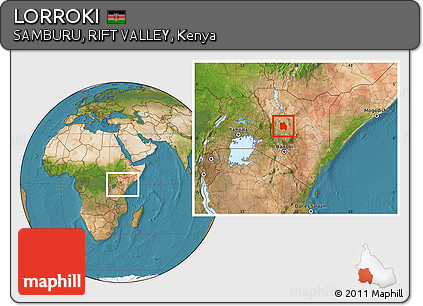 Satellite Location Map of LORROKI, within the entire country