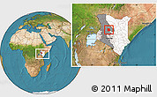 Satellite Location Map of LORROKI, highlighted country, highlighted grandparent region, within the entire country